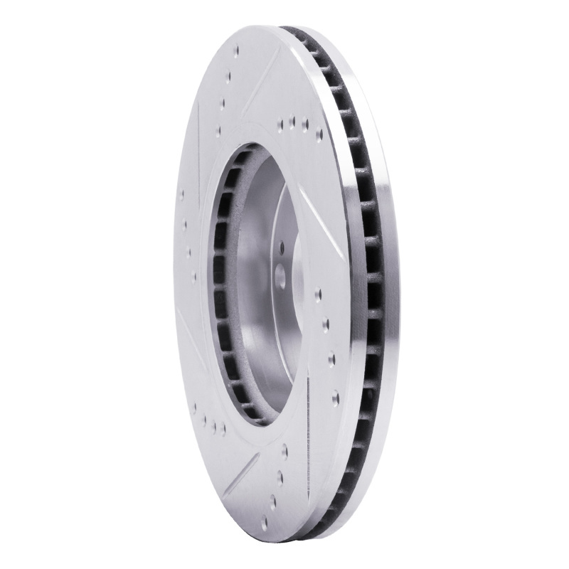 Hyundai Santa Fe Brake Rotor (1) - Front Right - R1 Concepts - Drilled & Slotted - Silver - `01-`05